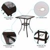 28.5 Inch Outdoor Patio Square Glass Top Table with Rattan Edging - as show