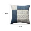 Dae 24 x 24 Square Handwoven Cotton Accent Throw Pillow; Classic Simple Kilim Pattern; Blue; Off White; DunaWest - Default