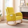 Rocking Chair Mid-Century Modern Rocking Armchair Upholstered Tall Back Accent Glider Rocker - Yellow