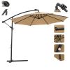 10 FT Solar LED Patio Outdoor Umbrella Hanging Cantilever Umbrella Offset Umbrella Easy Open Adustment with 24 LED Lights -taupe - W41917531