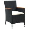 vidaXL Patio Dining Chairs 4 pcs Poly Rattan Black - Black