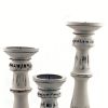 Benzara Distressed Finish Wooden Pillar Shaped Candleholder; Set of 3; White