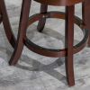 24" Counter Height Slat Back Swivel Stool; Cherry Finish; Bone Leather Seat