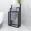 Metal Freestanding Towel Rack 3 Tiers Hand Towel Holder Organizer for Bathroom Accessories;  Black - 1