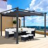 13x10 Ft Outdoor Patio Retractable Pergola With Canopy Sunshelter Pergola for Gardens; Terraces; Backyard - Gray