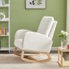 Rocking Chair Mid-Century Modern Rocking Armchair Upholstered Tall Back Accent Glider Rocker - Beige