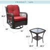 Outdoor Bistro Set 3 Pieces;  Outdoor Resin Wicker Swivel Rocker Patio Chair;  Outdoor Rattan Conversation Sets - Red