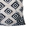 18 x 18 Handcrafted Square Jacquard Soft Cotton Accent Throw Pillow; Diamond Pattern; White; Black - as Pic