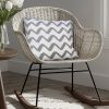 20 x 20 Modern Square Cotton Accent Throw Pillow; Simple Chevron Pattern; Gray; White - as Pic