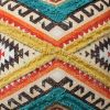 18 x 18 Square Cotton Accent Throw Pillow; Aztec Tribal Inspired Pattern; Trimmed Fringes; Multicolor - as Pic