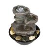 9.84inches Cascading Resin-Rock Falls Tabletop Water Fountain with LED Lights&Ball, Indoor Oudoor Decorative Tabletop Fountain - 9.84inches