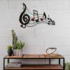 26 Inch Handmade Metal Wall Mount Accent Decor with Musical Notes and Treble Clef; Black; Red