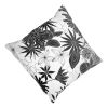 17 x 17 Inch Decorative Square Cotton Accent Throw Pillow with Classic Floral Print; Black and White - as Pic