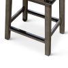 30" Bar Stool; Weathered Gray Finish; French Gray Leather Seat