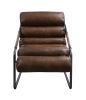 Dolgren Accent Chair in Sahara Top Grain Leather &amp; Matt Iron Finish 59948 - as Pic