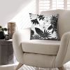 17 x 17 Inch Decorative Square Cotton Accent Throw Pillow with Classic Floral Print; Black and White - as Pic