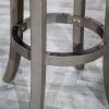 24" Counter Stool; Weathered Gray Finish; Black Leather Seat