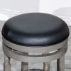 24" Counter Stool; Weathered Gray Finish; Black Leather Seat