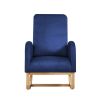 Rocking Chair Mid-Century Modern Rocking Armchair Upholstered Tall Back Accent Glider Rocker - Blue