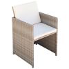 vidaXL 9 Piece Patio Dining Set with Cushions Poly Rattan Beige - Beige