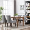 Furniture; Ultra Side Dining Chair;  Thickened fabric chairs with neutrally toned solid wood legs;  Bronze nail head;  Set of 2 - Gray