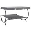 vidaXL Patio Lounge Bed with Canopy and Pillows Gray - Grey