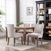 Furniture; Ultra Side Dining Chair;  Thickened fabric chairs with neutrally toned solid wood legs;  Bronze nail head;  Set of 2 - Beige