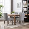 Furniture; Ultra Side Dining Chair;  Thickened fabric chairs with neutrally toned solid wood legs;  Bronze nail head;  Set of 2 - Gray