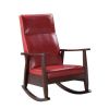 Raina Rocking Chair; Red PU & Espresso Finish - 59931