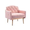 Accent Chair ,leisure single sofa with Rose Golden feet - Pink Teddy