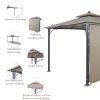 Patio 9.8ft.L x 9.8ft.W Gazebo with Extended Side Shed/Awning and LED Light for Backyard,Poolside, Deck, Brown - Brown