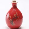 17oz Red Ceramic Wine Jar Chinese Style Empty Wine Flask Plum Blossom Wine Bottle Small Flagon - Default