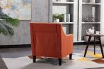 Accent armchair livingroom chair with nailheads and solid wood legs Orange Linen - Default