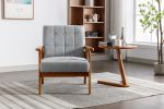 Leisure Chair with Solid Wood Armrest and Feet; Mid-Century Modern Accent chair; for Living Room Bedroom Studio chair - as Pic