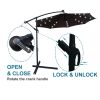 10 ft Outdoor Patio Umbrella Solar Powered LED Lighted Sun Shade Market Waterproof 8 Ribs Umbrella with Crank and Cross Base