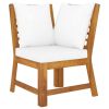 vidaXL 5 Piece Patio Lounge Set with Cushion Cream Solid Acacia Wood - Brown