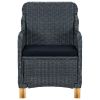 vidaXL Patio Chairs with Cushions 2 pcs Poly Rattan Dark Gray - Grey