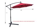 10 ft Outdoor Patio Umbrella Solar Powered LED Lighted 8 Ribs Umbrella with Crank and Cross Base for Garden Outside Deck Swimming Pool - Red