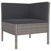 vidaXL 3 Piece Patio Lounge Set with Cushions Poly Rattan Gray - Grey