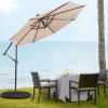 10 Feet Patio Solar Powered Cantilever Umbrella with Tilting System - Beige