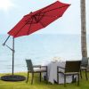 10 Feet Patio Solar Powered Cantilever Umbrella with Tilting System - Wine