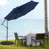 10 Feet Patio Solar Powered Cantilever Umbrella with Tilting System - Navy