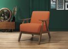 Modern Home Furniture Orange Color Fabric Upholstered 1pc Accent Chair Cushion Back and Seat Walnut Finish Solid Rubber Wood Furniture - as Pic