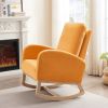 Rocking Chair Mid-Century Modern Rocking Armchair Upholstered Tall Back Accent Glider Rocker - Orange