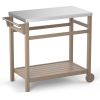 Outdoor Prep Cart Dining Table for Pizza Oven;  Patio Grilling Backyard BBQ Grill Cart - Natural