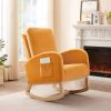 Rocking Chair Mid-Century Modern Rocking Armchair Upholstered Tall Back Accent Glider Rocker - Orange