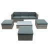 Patio Furniture Sets, 5-Piece Patio Wicker Sofa with Adustable Backrest, Cushions, Ottomans and Lift Top Coffee Table - Gray