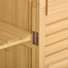 Wooden Garden Shed 3-tier Patio Storage Cabinet Outdoor Organizer Wooden Lockers with Fir Wood Shutter Design - Natural