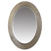 Oval Wood Encased Beveled Wall Decor Mirror with Reeded Design; Silver; DunaWest