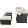 Outdoor Patio Rectangle Daybed with Retractable Canopy, Wicker Furniture Sectional Seating with Washable Cushions - Beige